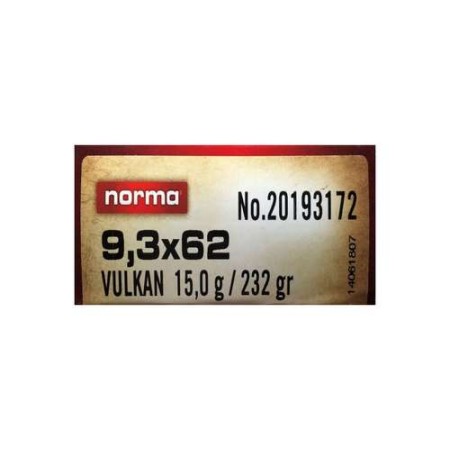 COMPRAR MUNICION METALICA NORMA 9,3 X 62 232GR PUNTA VULKAN
