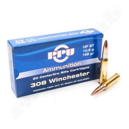 COMPRAR MUNICION METALICA PPU 308 WINCHESTER, HP BT,168GR